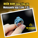 Nhẫn Nam Mercedes, Moissanite Chủ 7.2ly, Sang Trọng Cùng Vàng Trắng 14k.